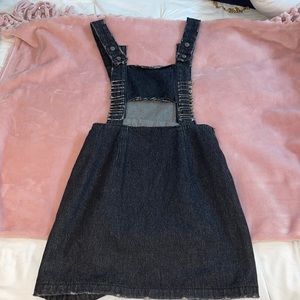 Carmar denim overall dress with cloths pins